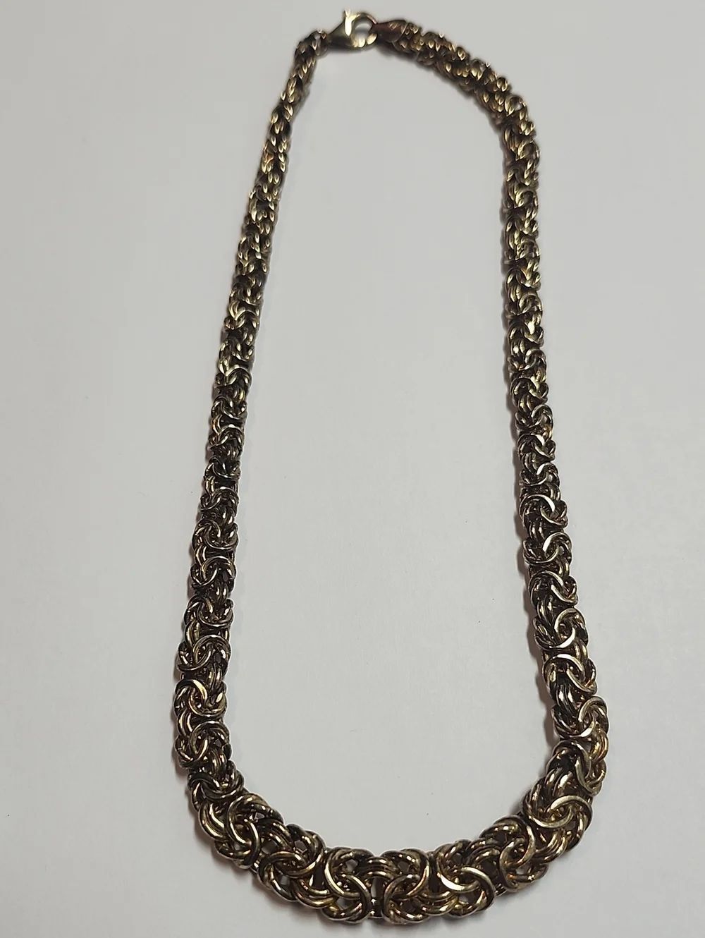 Gold Over Sterling Silver Byzantine Chain Necklace 925
